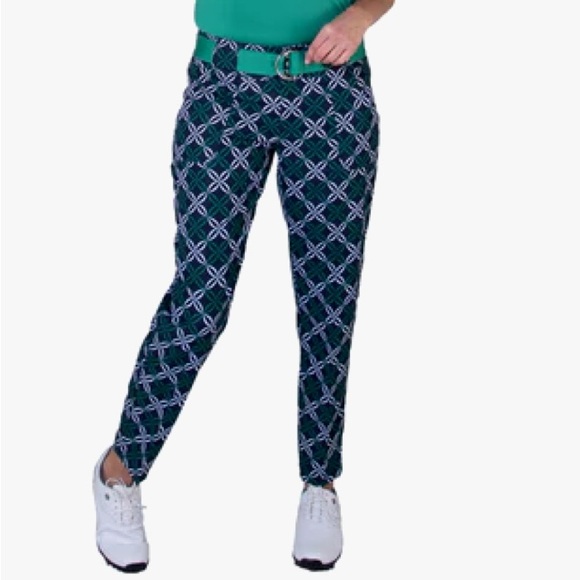 Jofit Pants - Jofit Women's Geometric Patterned Pants - Green and White